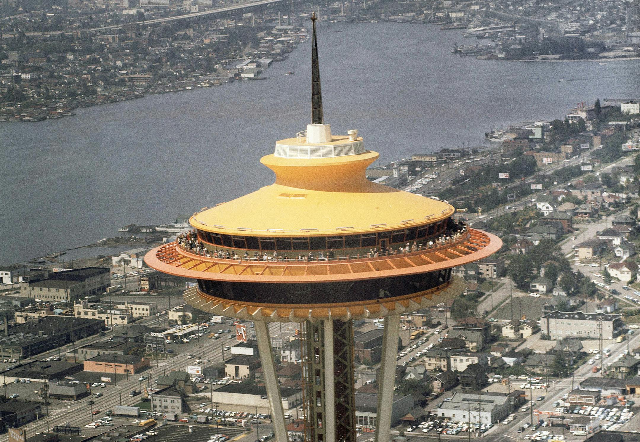Aerial views of the Space Needle and surrounding area in Seattle in 1962. (AP Photo) ORG XMIT: APHS435142