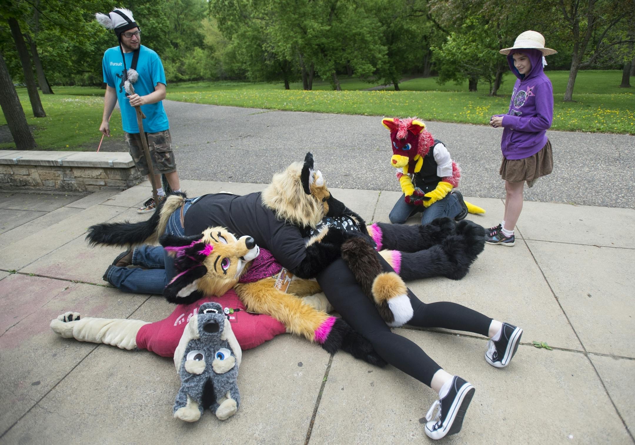 MN Furs members jumped onto one another after one of them called out "fur pile!" during the MN Furs annual spring picnic in mid-May.