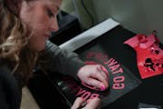 Holly Johnson makes and sells Taylor Swift-themed Chiefs sweatshirts and T-shirts in her home ahead of the Super Bowl on Friday, Feb. 9, 2024 in Shako