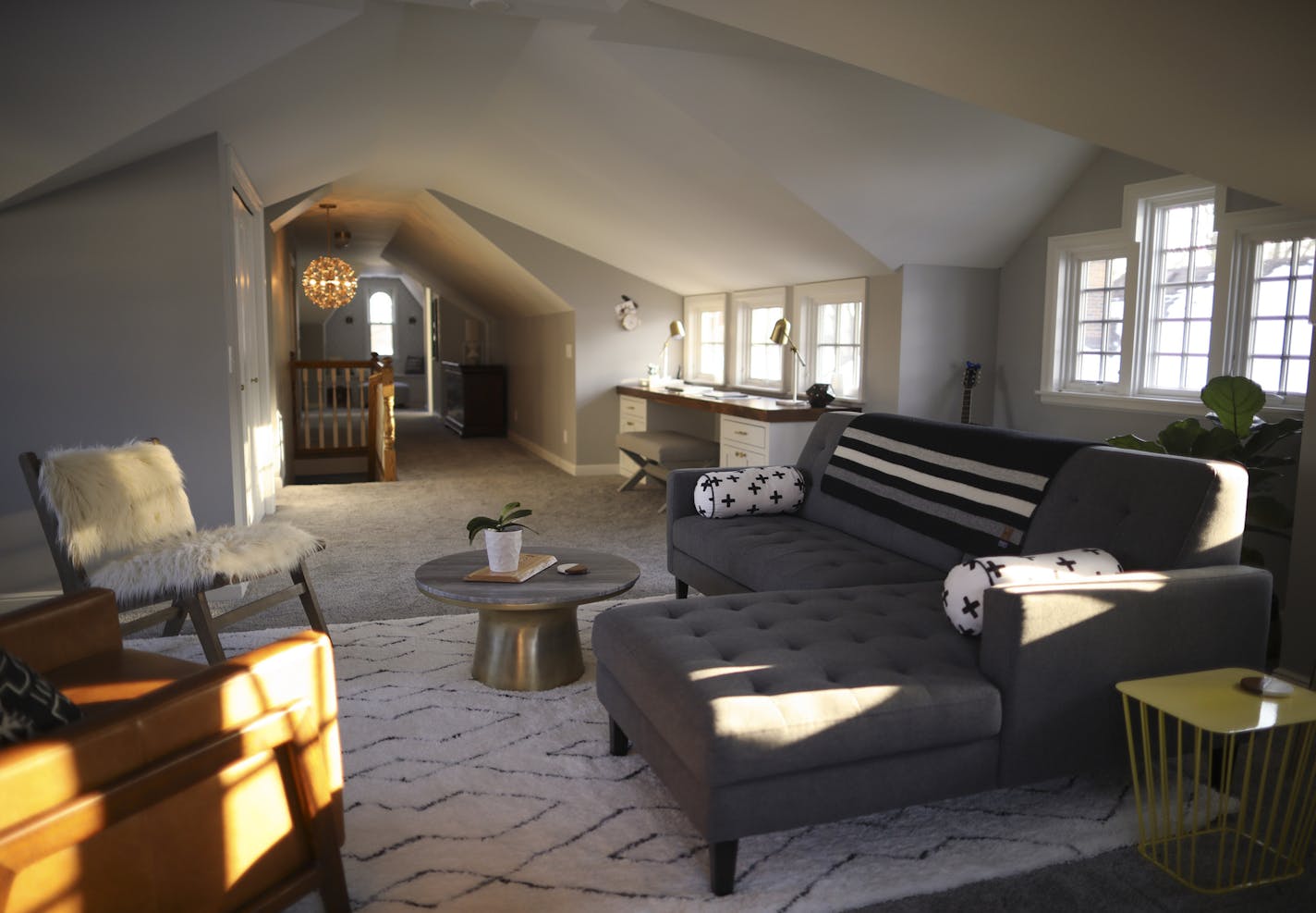 A view of the second floor family room added above the garage Marlo & Shawn Eilefson built as part of their remodel. ] JEFF WHEELER &#xef; jeff.wheeler@startribune.com Marlo & Shawn Eilefson remodeled their south Minneapolis Tudor extensively to make it more livable for their family. They were photographed Tuesday, February 27, 2018 in their home near Lake Nokomis.