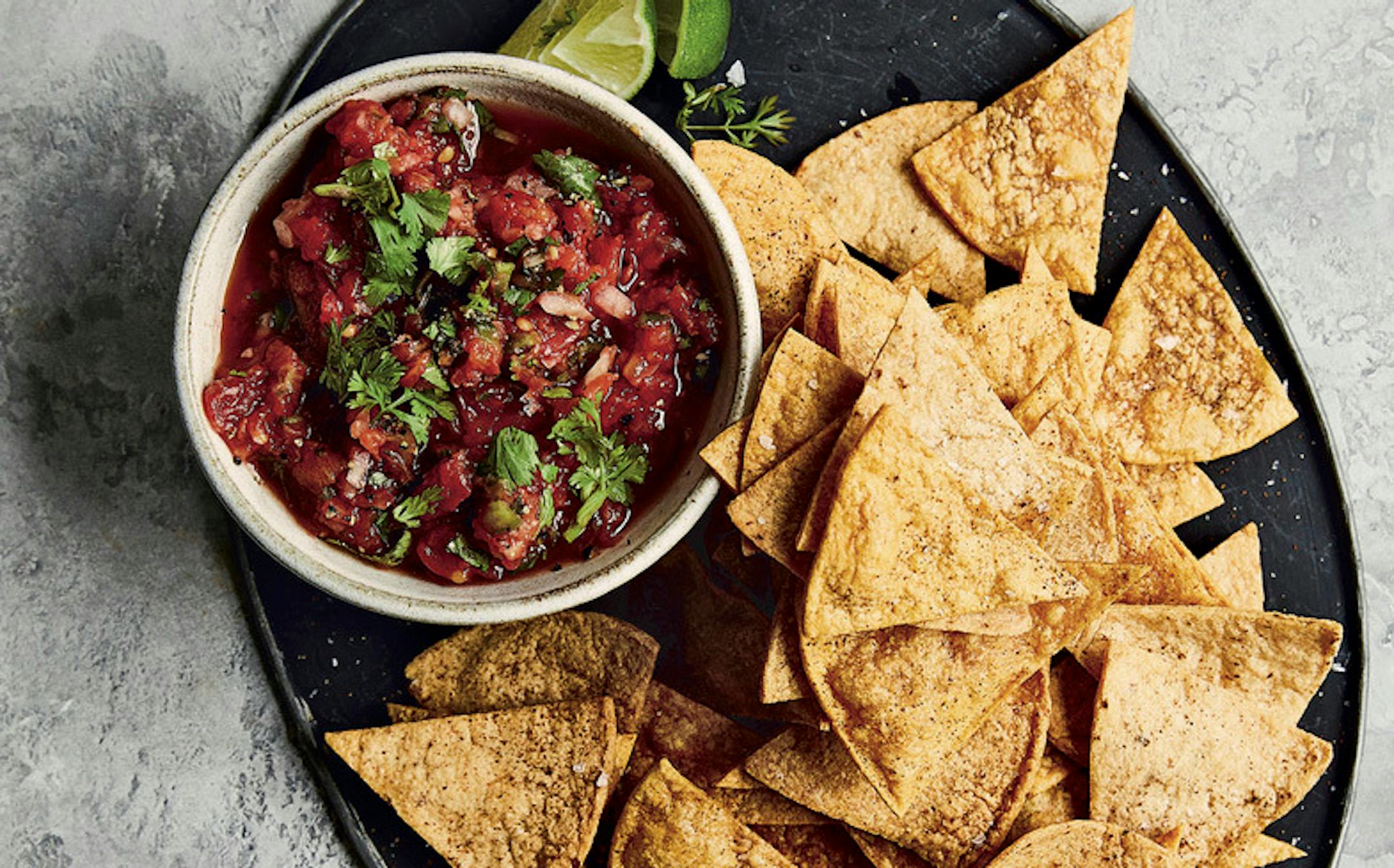 Chips and salsa from "The Skinnytaste Air Fryer Cookbook," by Gina Homolka.