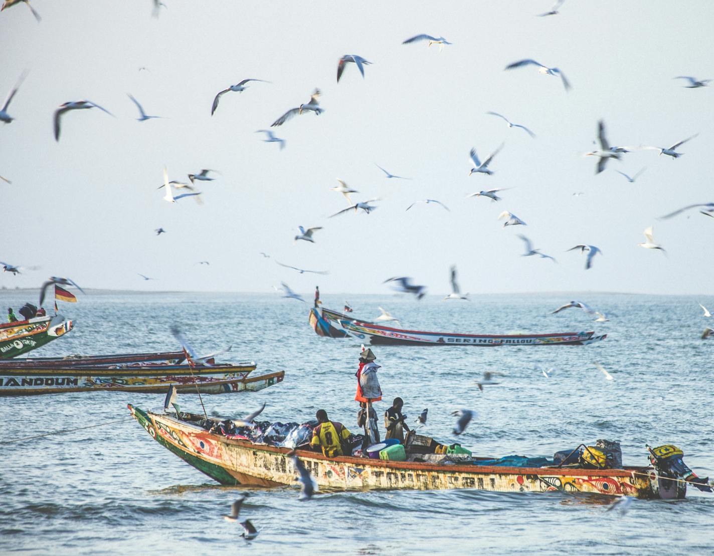 Senegalese and Gambian fishermen off western Africa. iStock