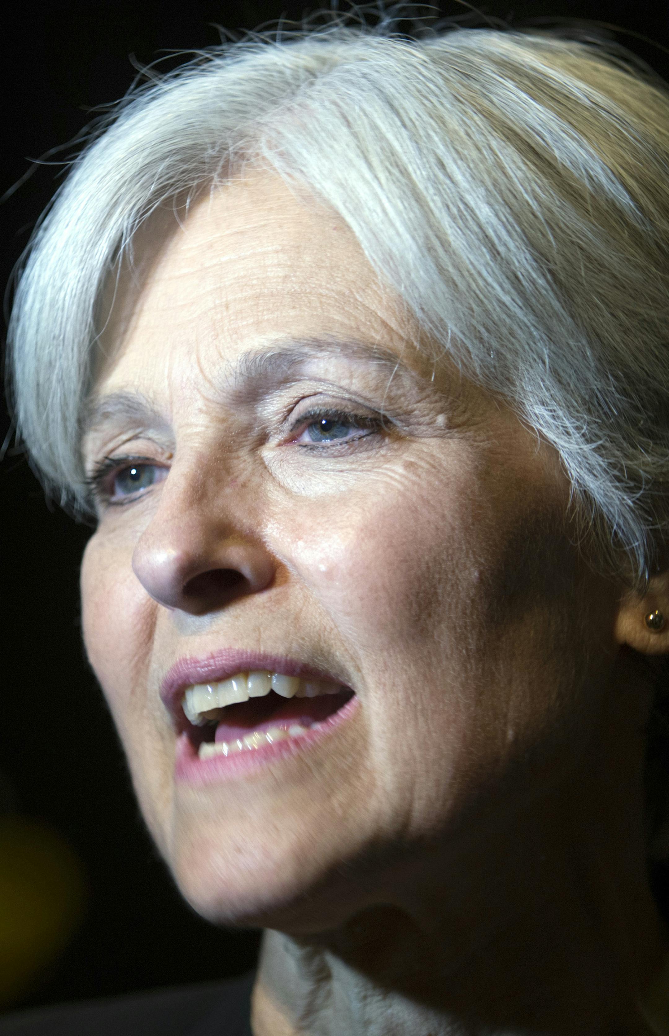 In this Oct. 6, 2016, photo, Green party presidential candidate Jill Stein meets her supporters during a campaign stop at Humanist Hall in Oakland, Calif. (AP Photo/D. Ross Cameron)