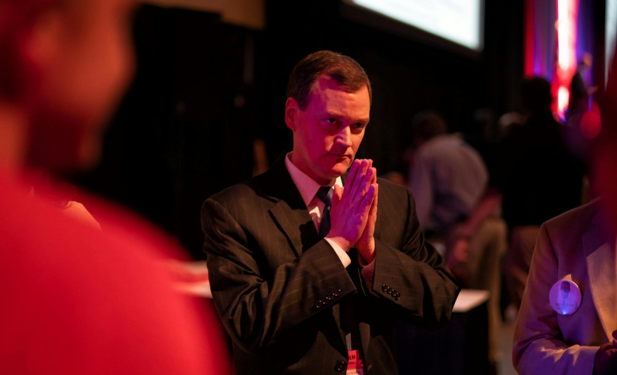 Minutes after receiving the endorsement, Jeff Johnson paused behind the stage.