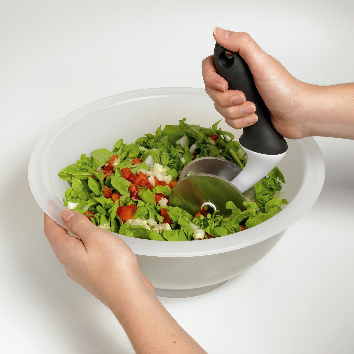 Like those chop chop salads at restaurants? Make your own with the Salad Chopper and bowl from OXO.