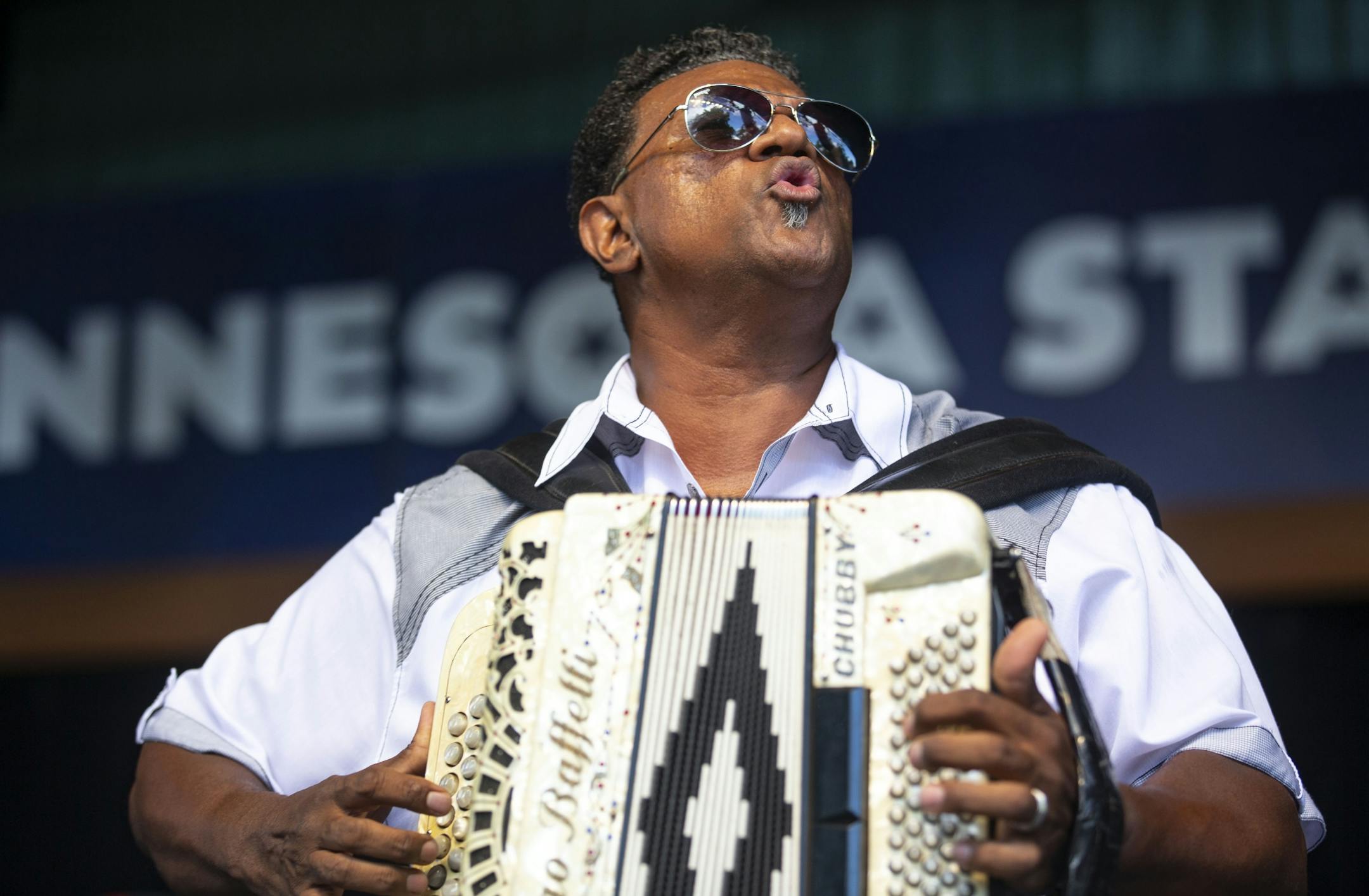 Chubby Carrier performed with his group, the Bayou Swamp Band, at Leinie Bandshell at the Minnesota State Fair on Friday August 23, 2019. Dozens of fans got up to dance with friends and strangers alike.