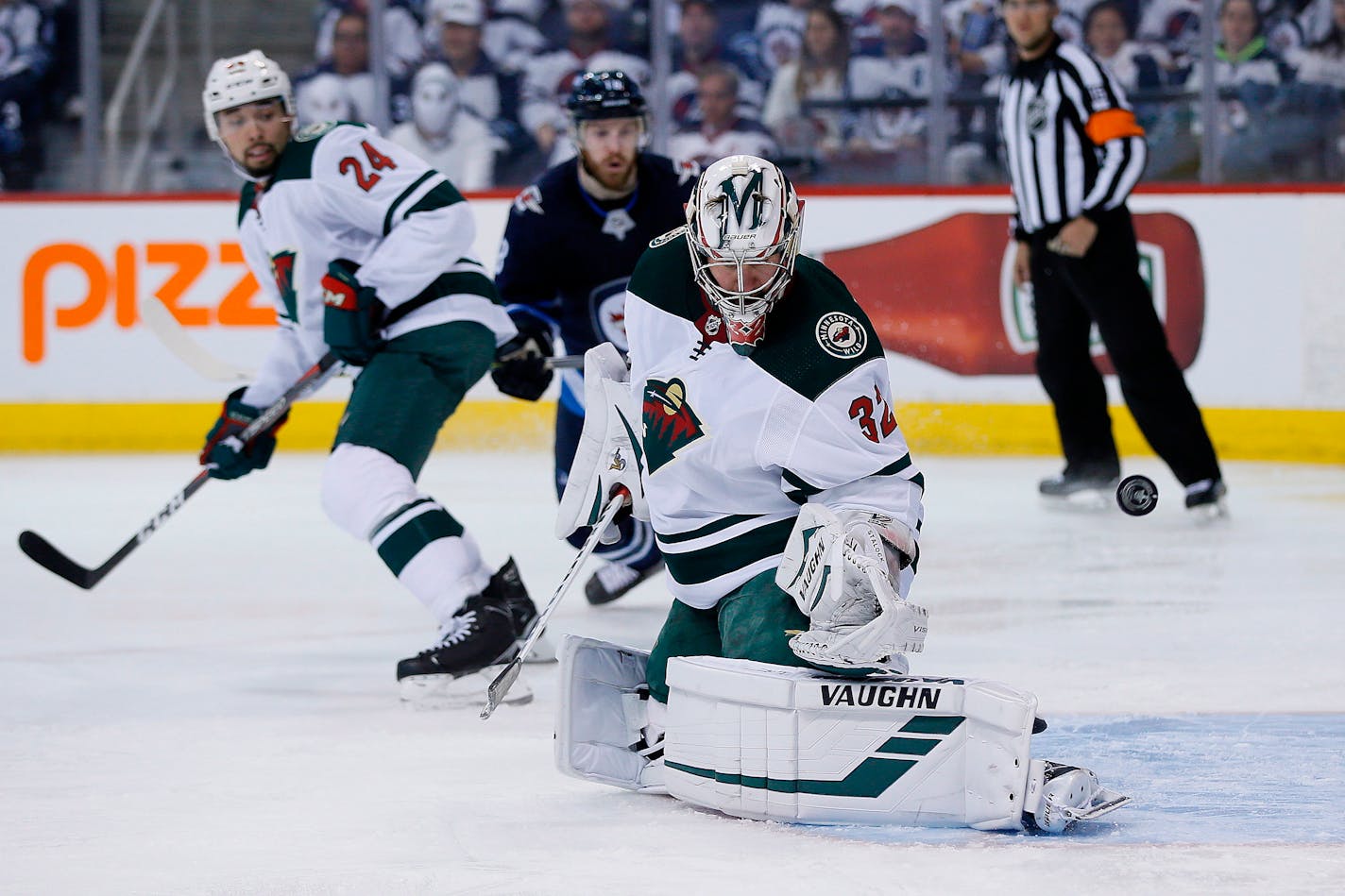 Defenseman Matt Dumba (24, in front of goalie Alex Stalock) says the Wild is looking forward to heading to California, despite a 1-8 road record. "Everyone's excited for this trip," he said.