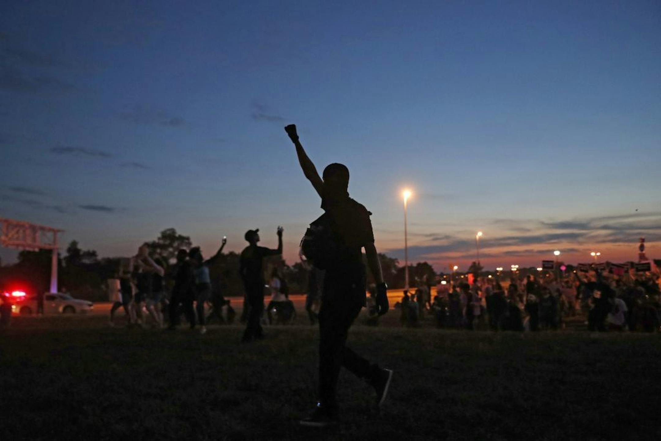 Protesters march, Friday, Sept. 15, 2017, in St. Louis, after a judge found a white former St. Louis police officer, Jason Stockley, not guilty of first-degree murder in the death of a black man, Anthony Lamar Smith, who was fatally shot following a high-speed chase in 2011.