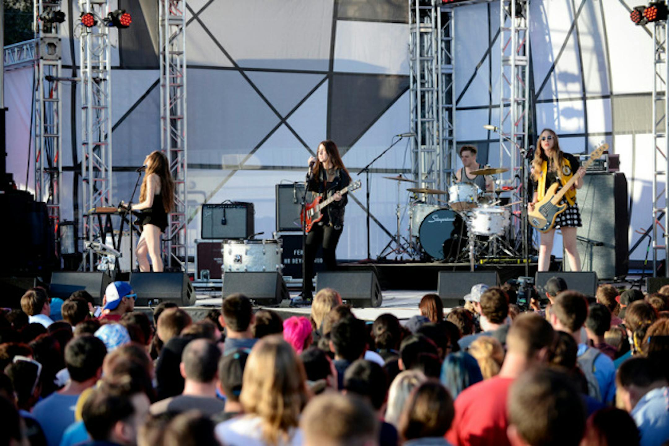 Los Angeles trio Haim, made up of three sisters, played to the mtvU cameras Thursday in Austin, Texas. / Photos by Tony Nelson