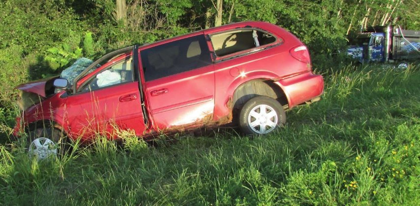 These two vehicles collided, and a 3-year-old girl in the minivan was killed, authorities said. Credit: Chippewa County Sheriff's Office