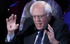Democratic presidential candidate, Sen. Bernie Sanders, I-Vt, argues a point during the Brown & Black Forum, Monday, Jan. 11, 2016, in Des Moines, Iow