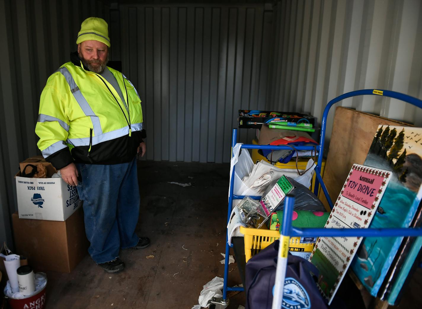 Robert Weikle Jr. looked through the metal storage unit in his driveway that he and his wife Diane have used over the years to store toys for their annual toy drive. ] AARON LAVINSKY &#xef; aaron.lavinsky@startribune.com A Shakopee man is discontinuing his annual toy drive because of the city's alleged harassment regarding a metal storage unit in his driveway, something he needs to store toys and donations. Robert Weikle Jr., who with his wife Diane, has collected toys and donations for a "Hope