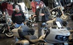 Lloyd Greer, left, talked with customer and Indian motorcycle owner Tony Hines who stopped by to purchase some parts and to view the showroom offering