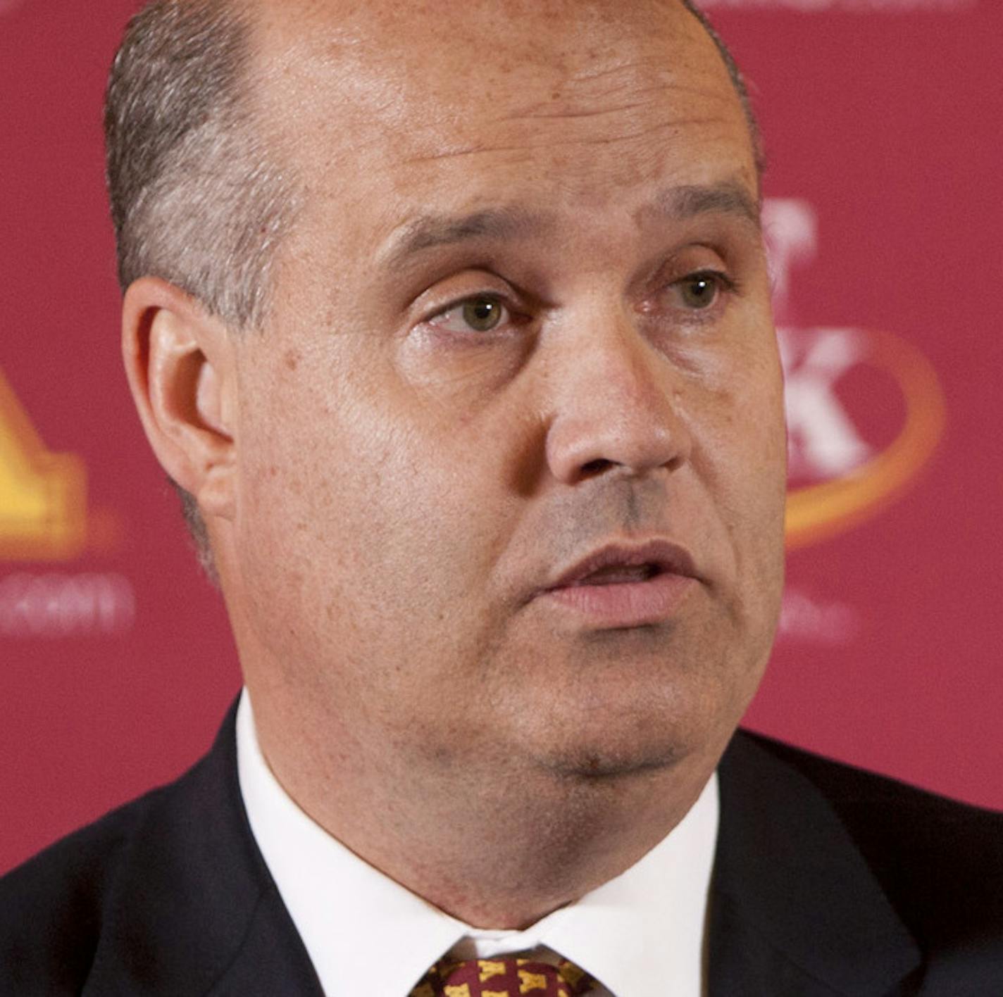 Norwood Teague was introduced as the next director of athletics at the University of Minnesota at a news conference in the football locker room Monday afternoon in TCF Stadium in Minneapolis, Minn. Teague previously held the same postition at Virginia Commonwealth University. Norwood Teague spoke to reporters at a news conference Monday afternoon in the Gopher football locker room. ] JEFF WHEELER &#xef; jeff.wheeler@startribune.com ORG XMIT: MIN2012101516082367 ORG XMIT: MIN1508072115490553