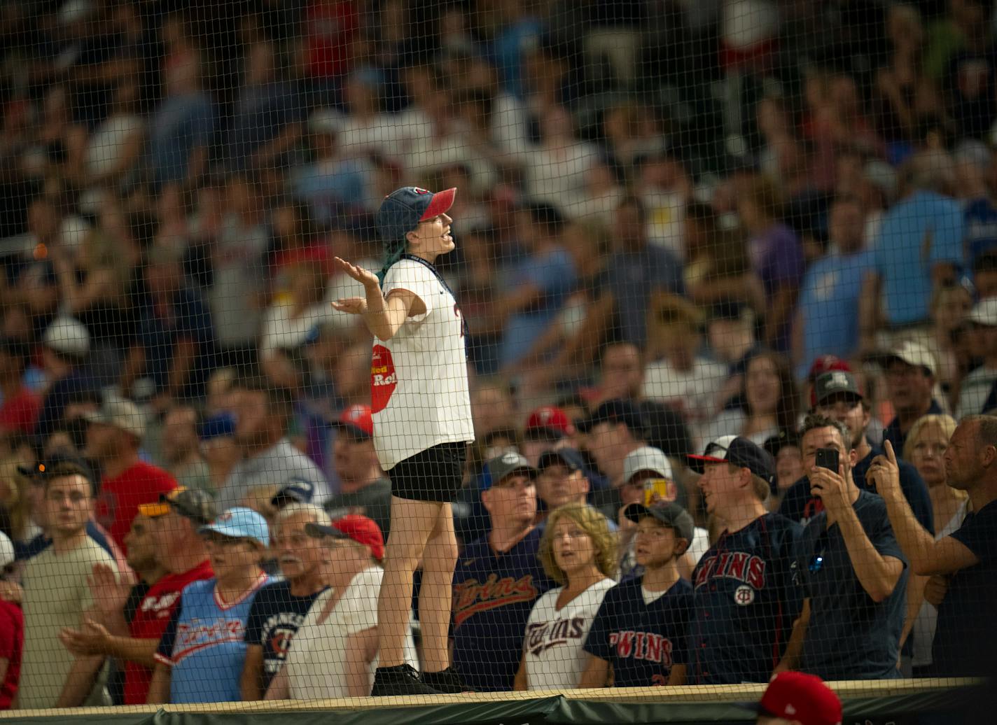 Twins fans stood and sang "Take me out to the ball game" during the seventh inning stretch Monday night. ] JEFF WHEELER • jeff.wheeler@startribune.com