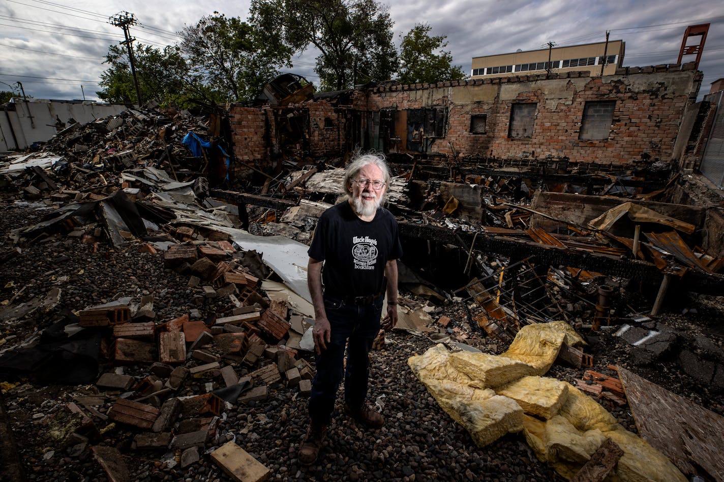 Don Blyly stood on the ruins of Uncle Hugo's Science Fiction &amp; Uncle Edgar's Mystery Bookstores in Minneapolis.