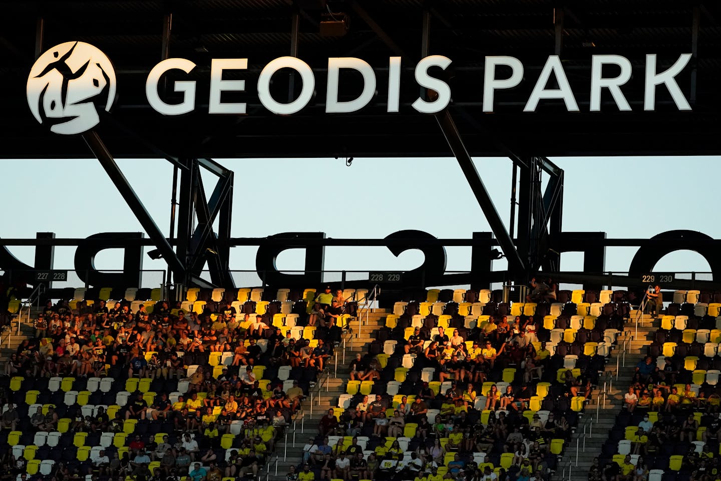 Fans watch as Nashville SC plays the Seattle Sounders in Geodis Park during an MLS soccer match Wednesday, July 13, 2022, in Nashville, Tenn. (AP Photo/Mark Humphrey)