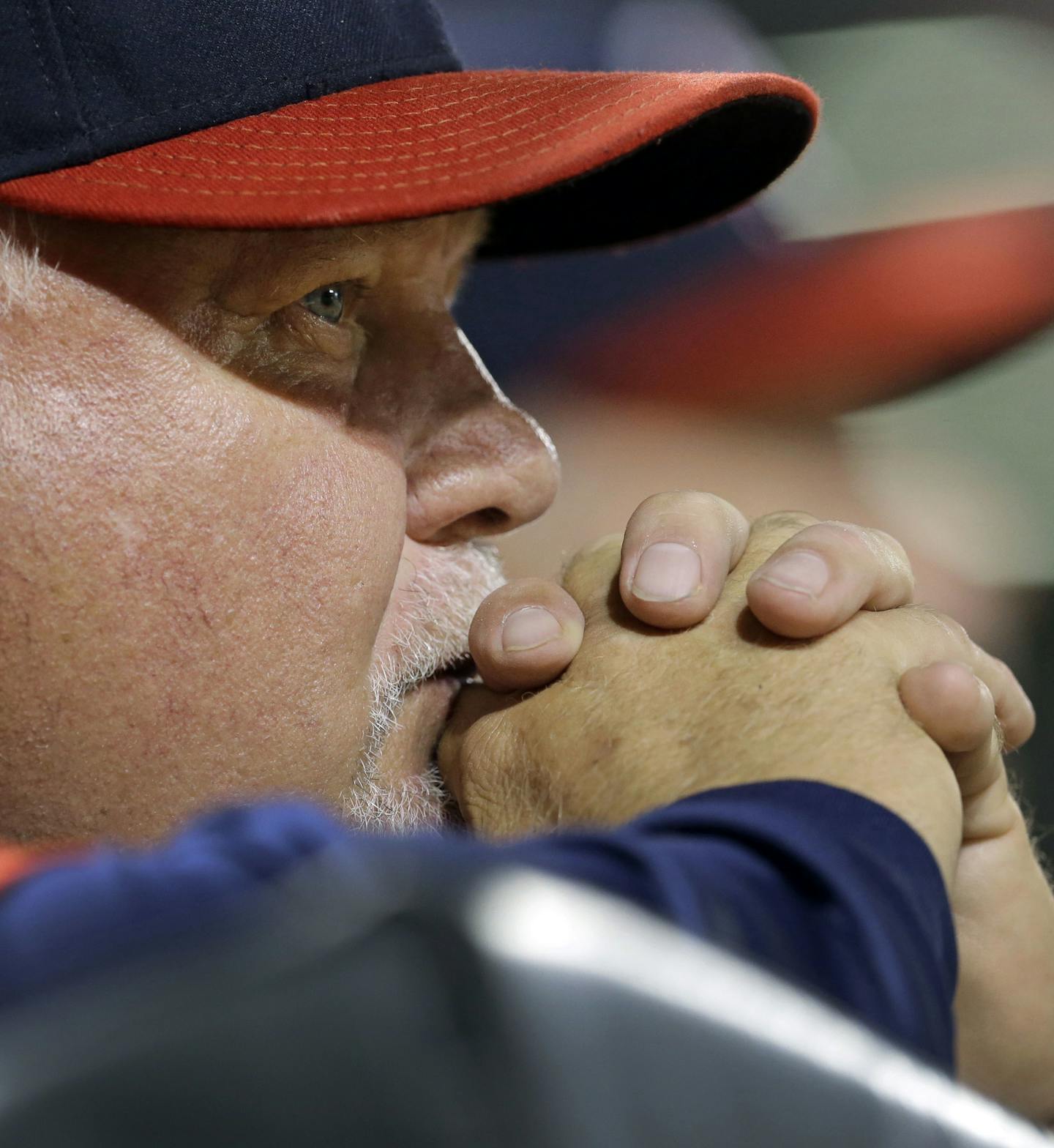 FILE - In this Aug. 29, 2014, file photo, then-Minnesota Twins manager Ron Gardenhire watches from the dugout in the fifth inning of a baseball game against the Baltimore Orioles, in Baltimore. New Arizona Diamondbacks bench coach and former longtime Minnesota Twins manager Ron Gardenhire has prostate cancer.
The 59-year-old Gardenhire revealed the diagnosis in a meeting with reporters on Tuesday, saying it was the only time he would talk publicly about the subject this spring. (AP Photo/Patrick