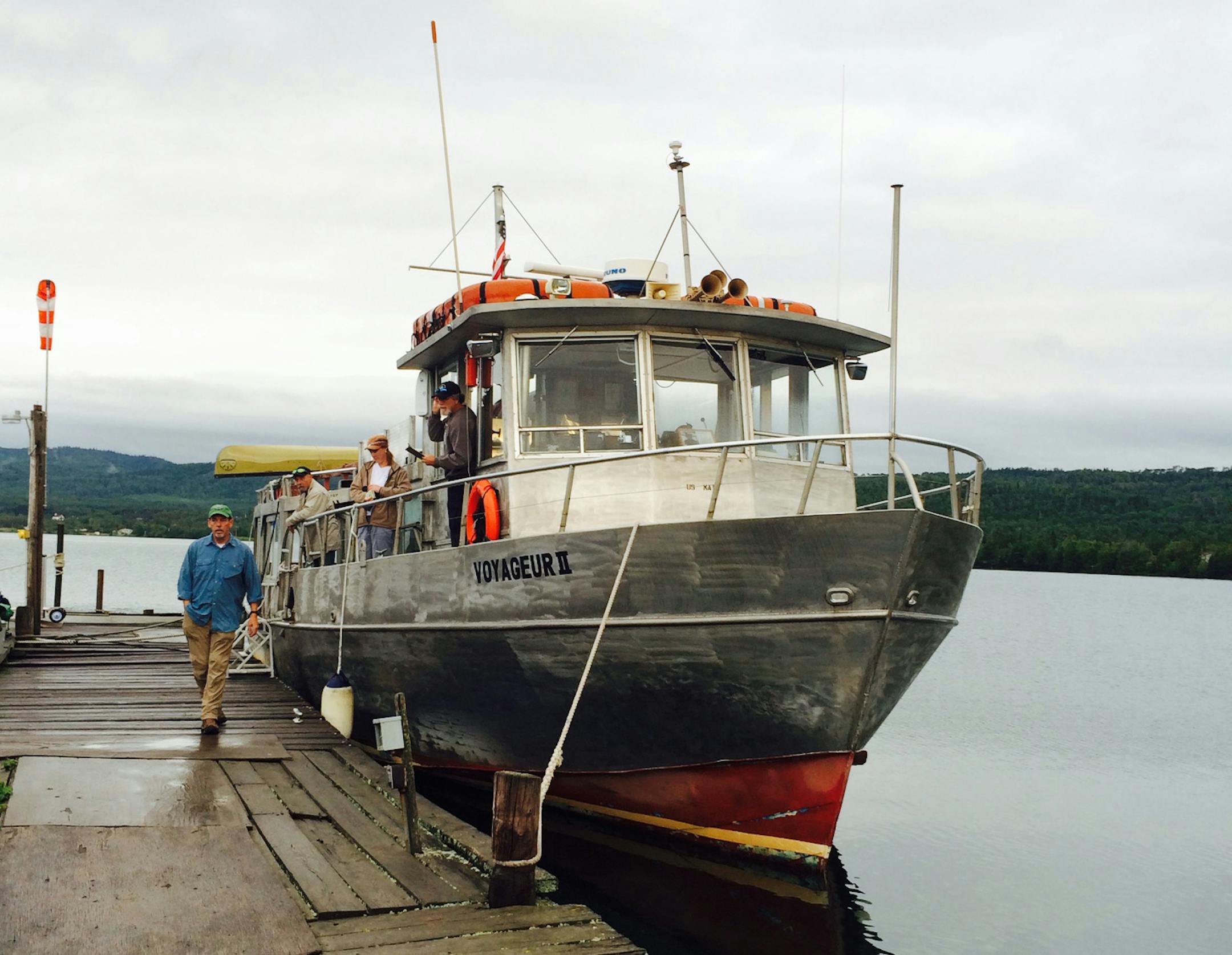 A Voyageur II ferry docked. The main means for getting back and forth for Minnesotans is from Grand Portage.