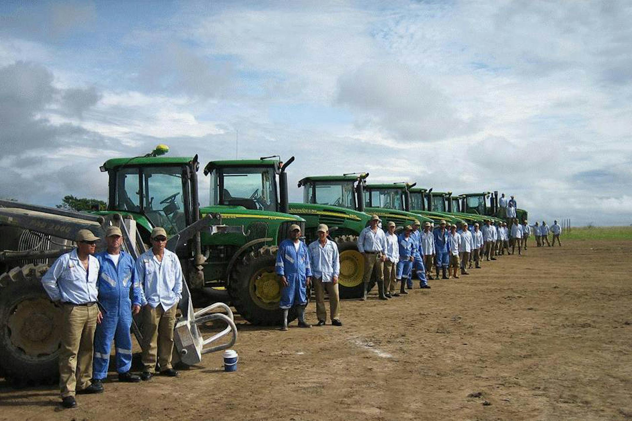 Row of farm equipment used for cultivation of the land. Jobs that help support families and the growth and the well-being of the local community were created as a result of the significant investment. Credit: Cargill