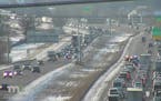 The scene captured by the traffic camera on Hwy. 169 in Shakopee as officials had lanes on the highway closed Thursday afternoon.