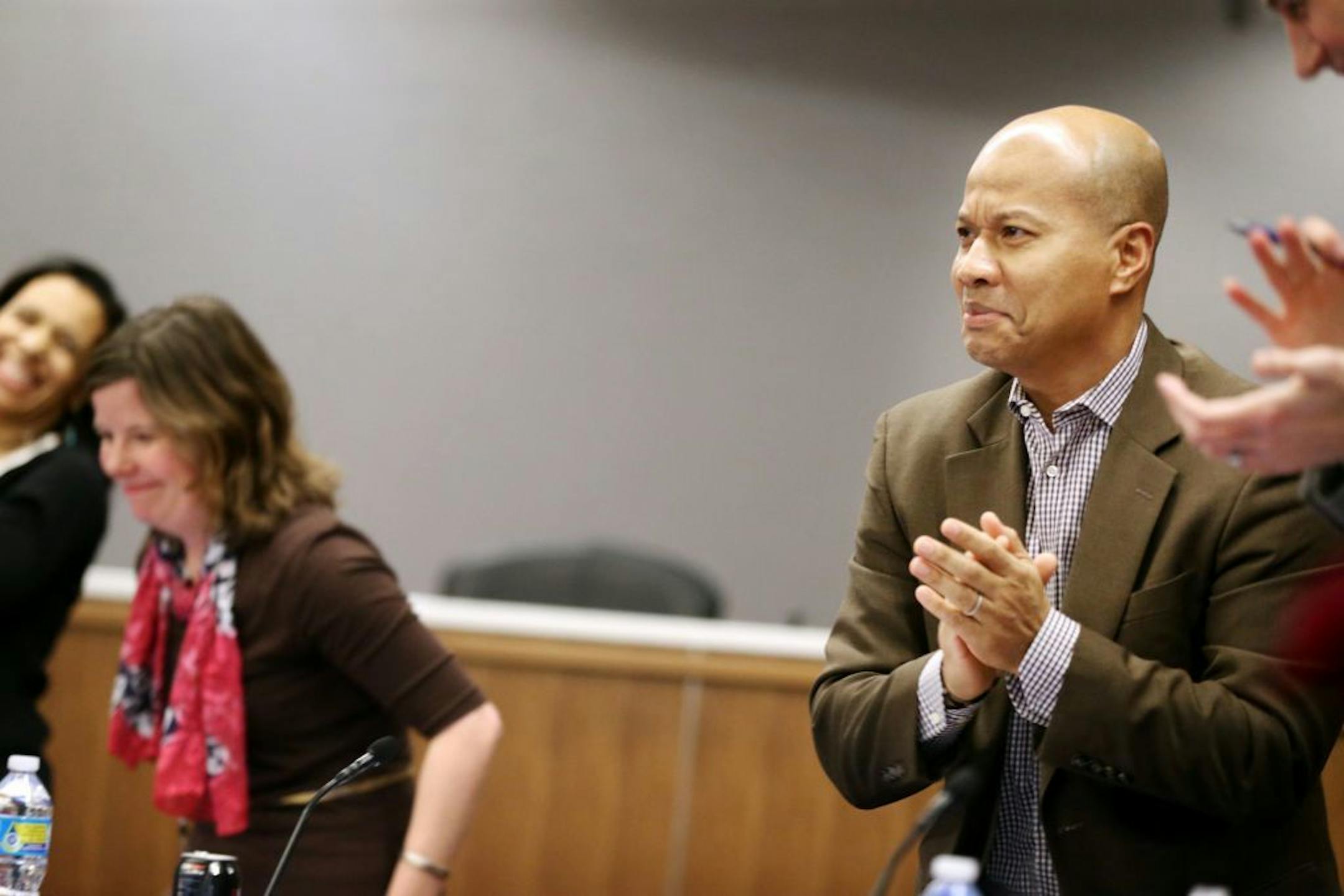 Minneapolis School Board members thanked interim Superintendent Michael Goar for his services to the students of Minneapolis Tuesday January 26, 2016 in Minneapolis, MN.