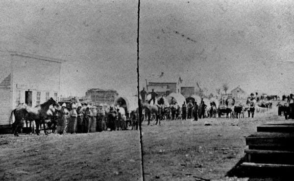 Arrival of settlers, Redwood Falls, August 1869.