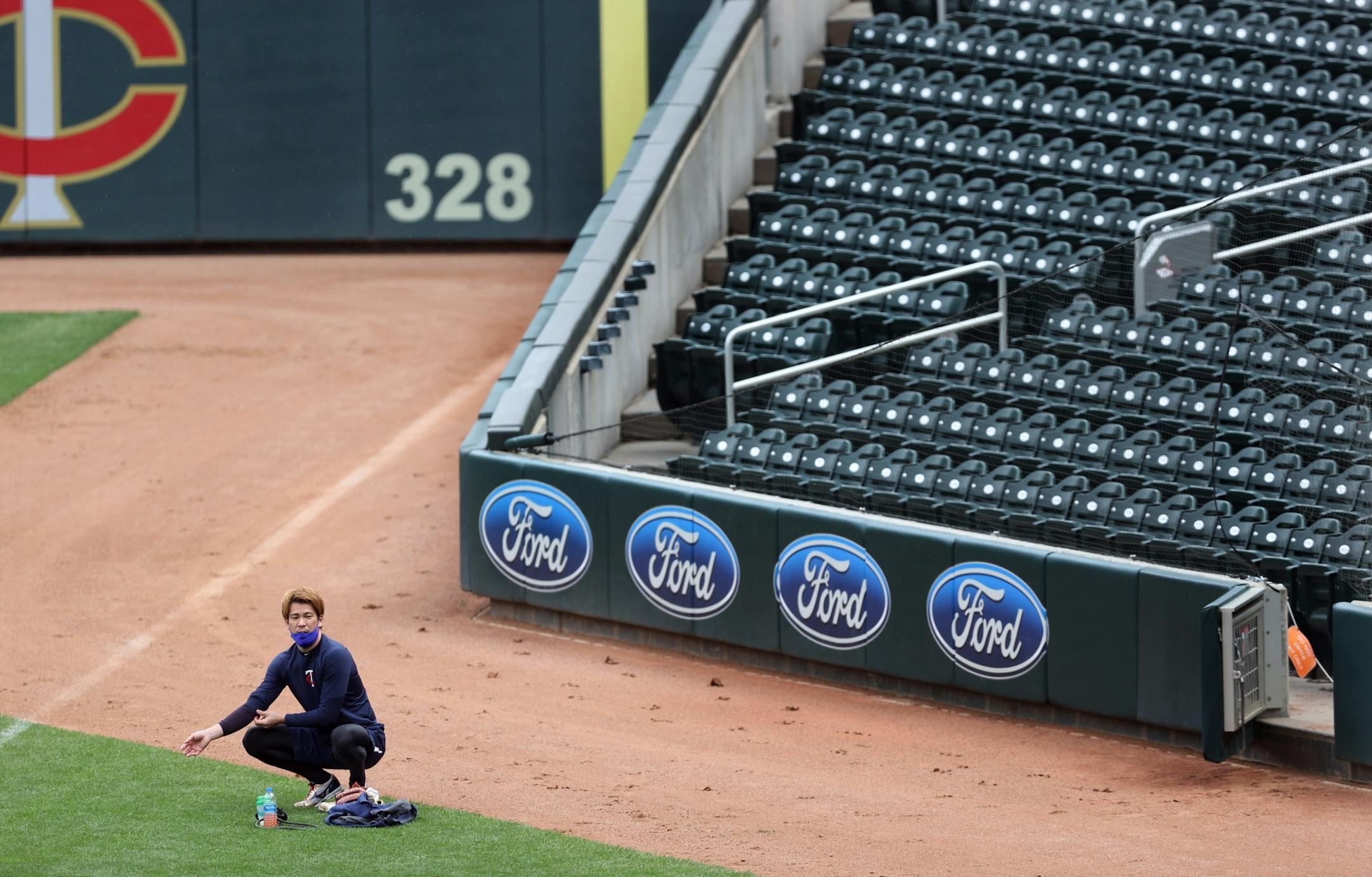 Minnesota Twins starting pitcher Kenta Maeda (18) worked out at Target Feild.