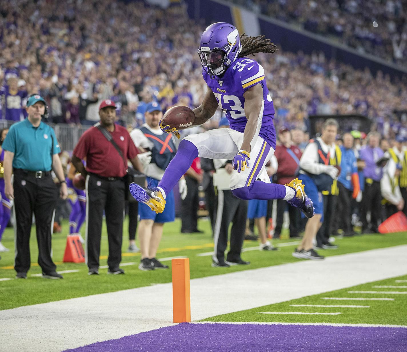 Minnesota Vikings running back Dalvin Cook scored against the Lions last Sunday.