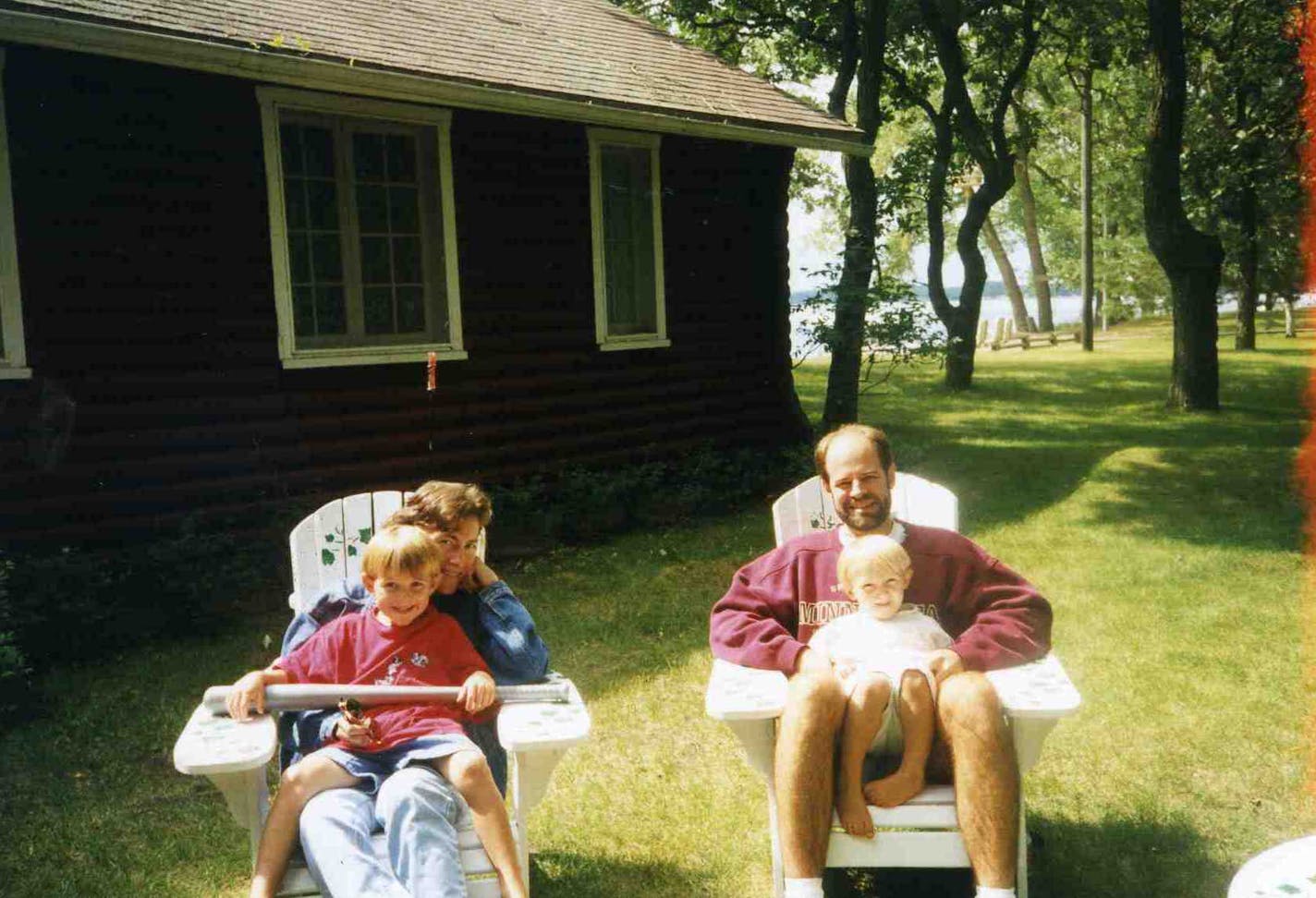 Mara, Budd, Joe and Sam Renier shortly after their return to Otter Tail Lake in 1996.