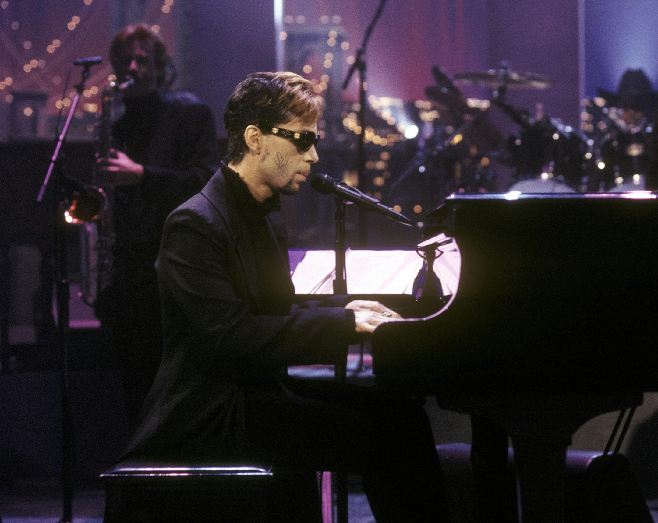 July 8, 1996: Prince performs "Dinner with Delores" on the Late Show with David Letterman.