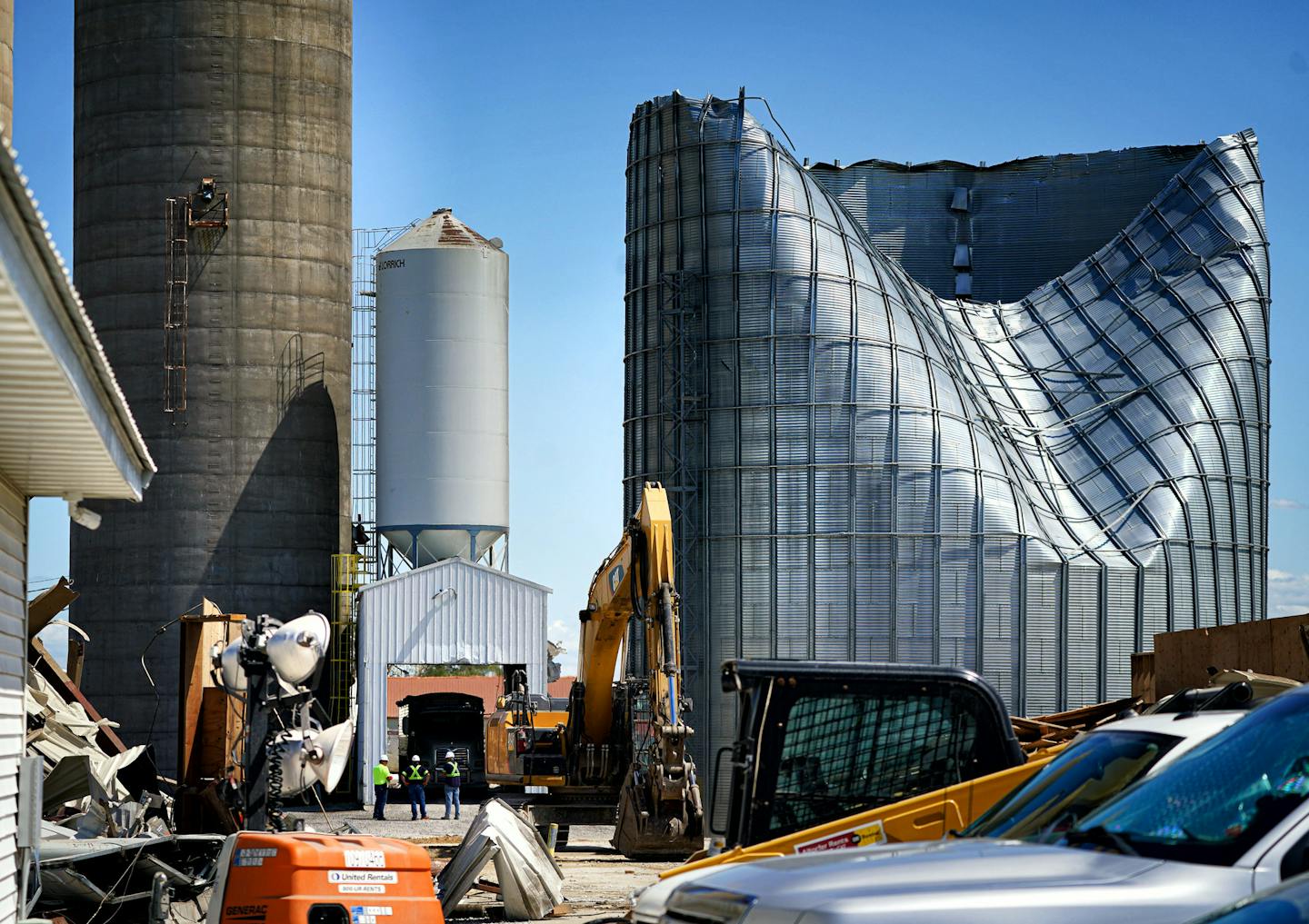 The Archer Daniels Midland agriculture facility in Keystone, Iowa, was heavily damaged by the recent derecho that cut a 40-mile swath through the heart of the state with winds of up to 112 mph.