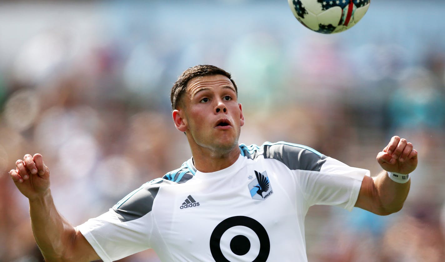 Minnesota United forward Christian Ramirez (21) settled the ball after a long pass up field in the first half. ] ANTHONY SOUFFLE &#xef; anthony.souffle@startribune.com Game action from an MLS game between the Minnesota United and the New York Red Bulls Saturday, July 22, 2017 at TCF Bank Stadium in Minneapolis. ORG XMIT: MIN1707221740334821