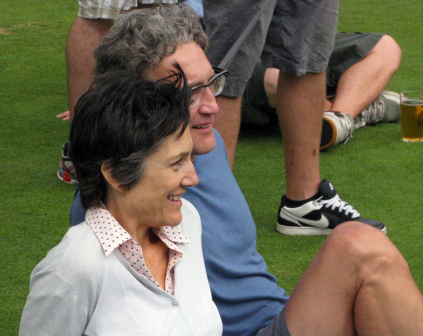 This was taken on the pitch at Brit's Pub, Mpls. Dame Harriet Walter and Guy Paul.