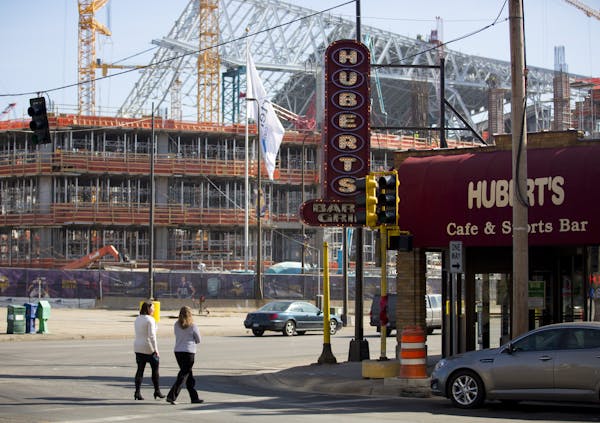 The redevelopment of a block across from the new Vikings stadium likely means the end for a Hubert's, a bar filled with sports nostalgia. ] BRIAN PETE