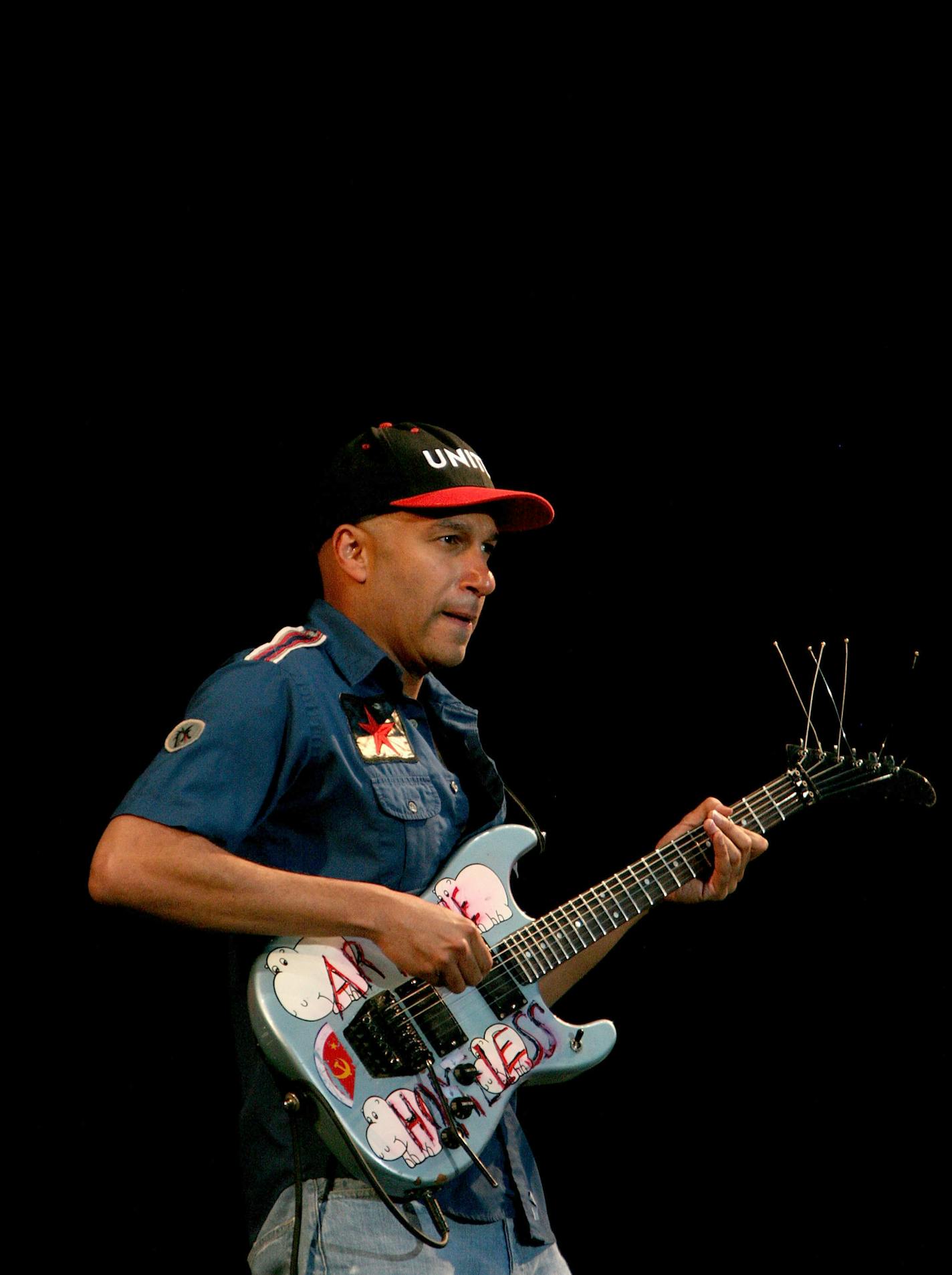 KINROSS, UNITED KINGDOM - JULY 12: Tom Morello of Rage Against The Machine performs during day two of T In The Park Festival 2008 at Balado July 12, 2008 in Kinross, Scotland.