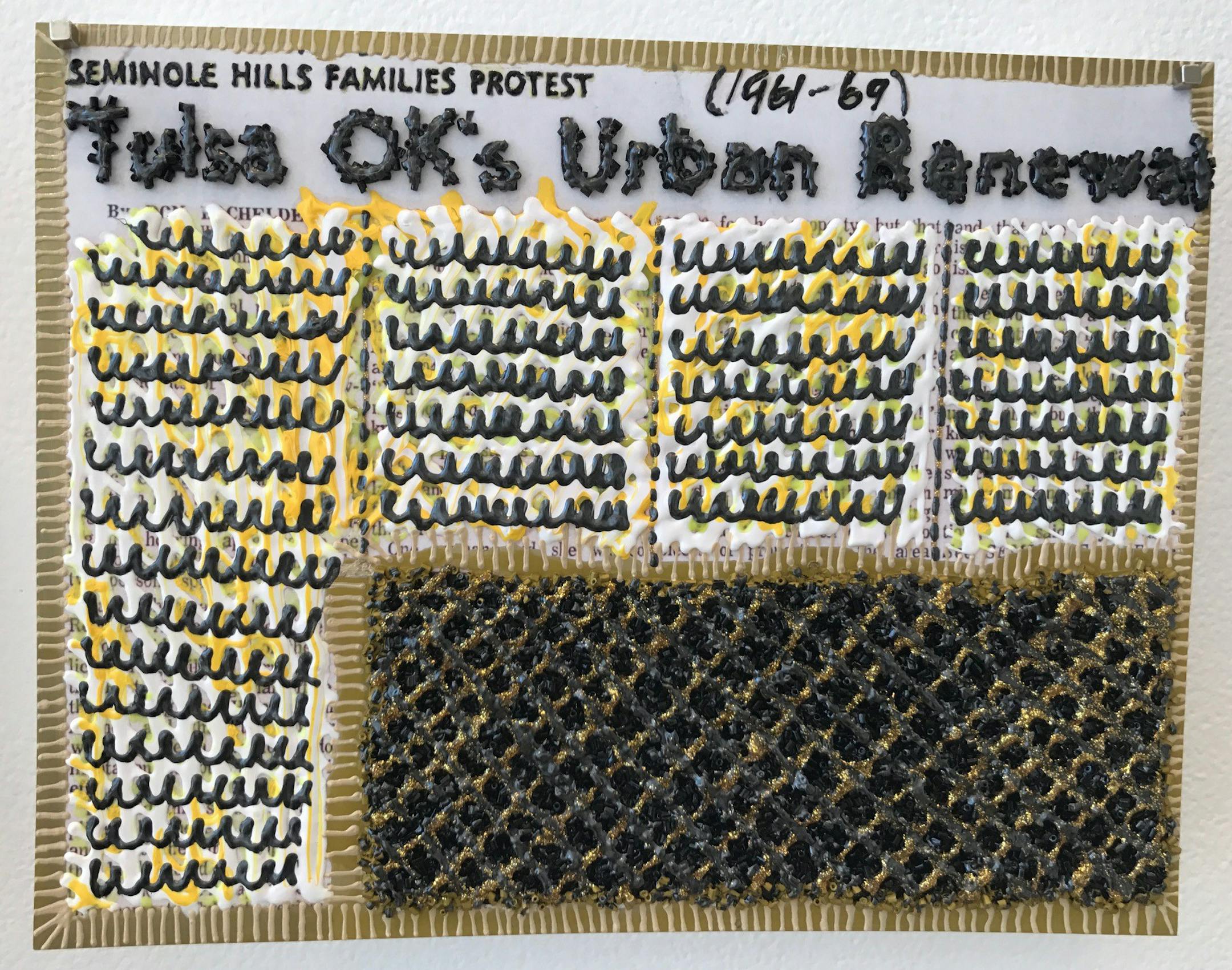 Mixed-media work by Crystal Z. Campbell at Juxtaposition Arts.