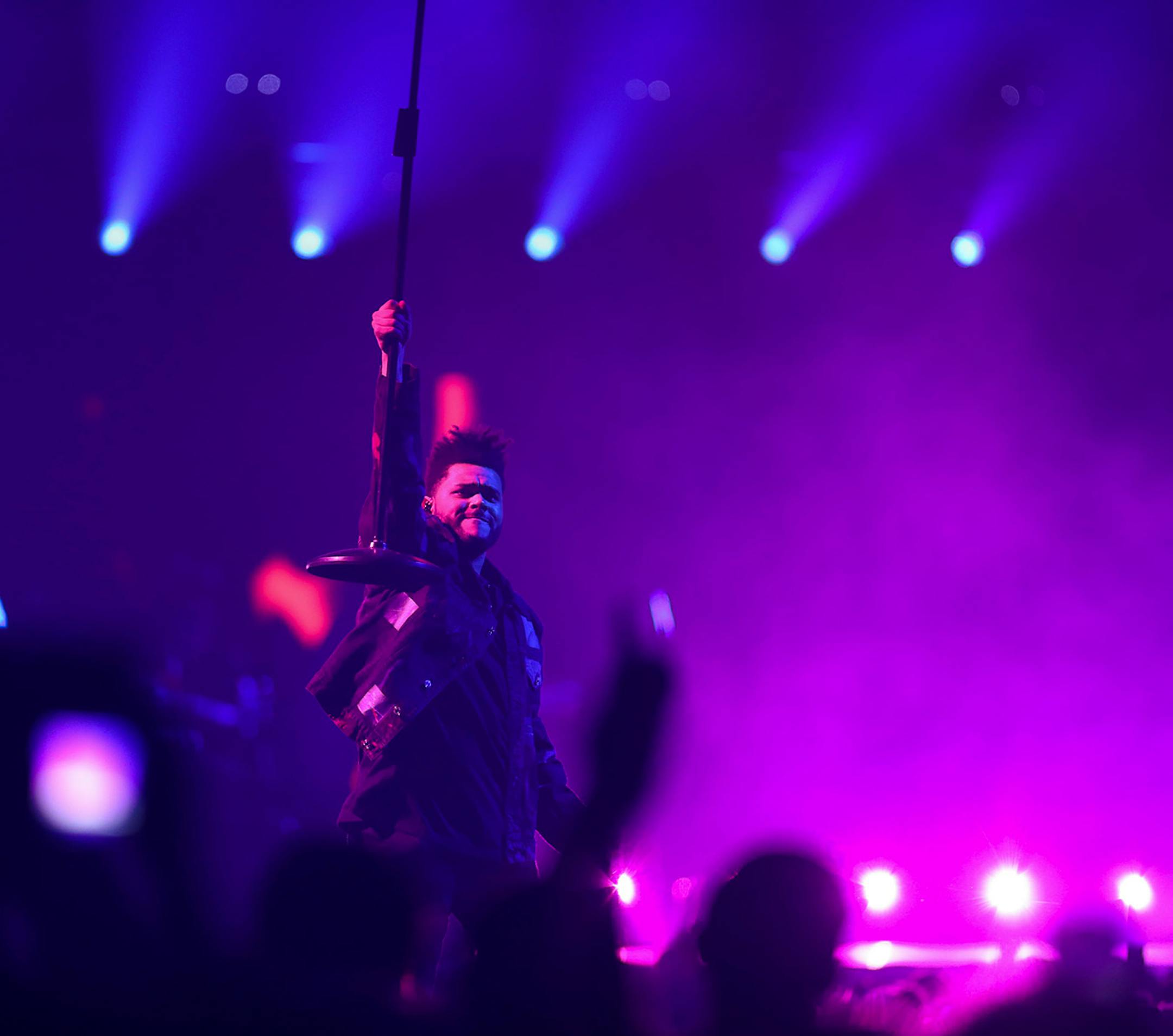 The Weeknd early in his set Sunday night.