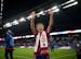 USWNT forward Carli Lloyd (10) waved to fans as did a lap around the field after her final game Tuesday, Oct. 26, 2021 in St. Paul. The U.S. Women's N