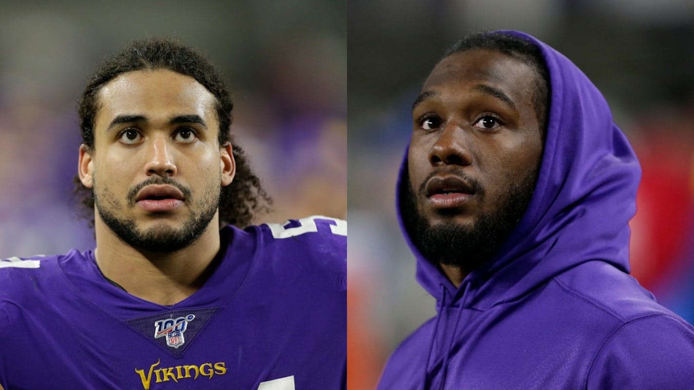 Linebacker Eric Kendricks (left) and running back Dalvin Cook won't play for the Vikings against the Bear on Sunday as they recover from various injuries.