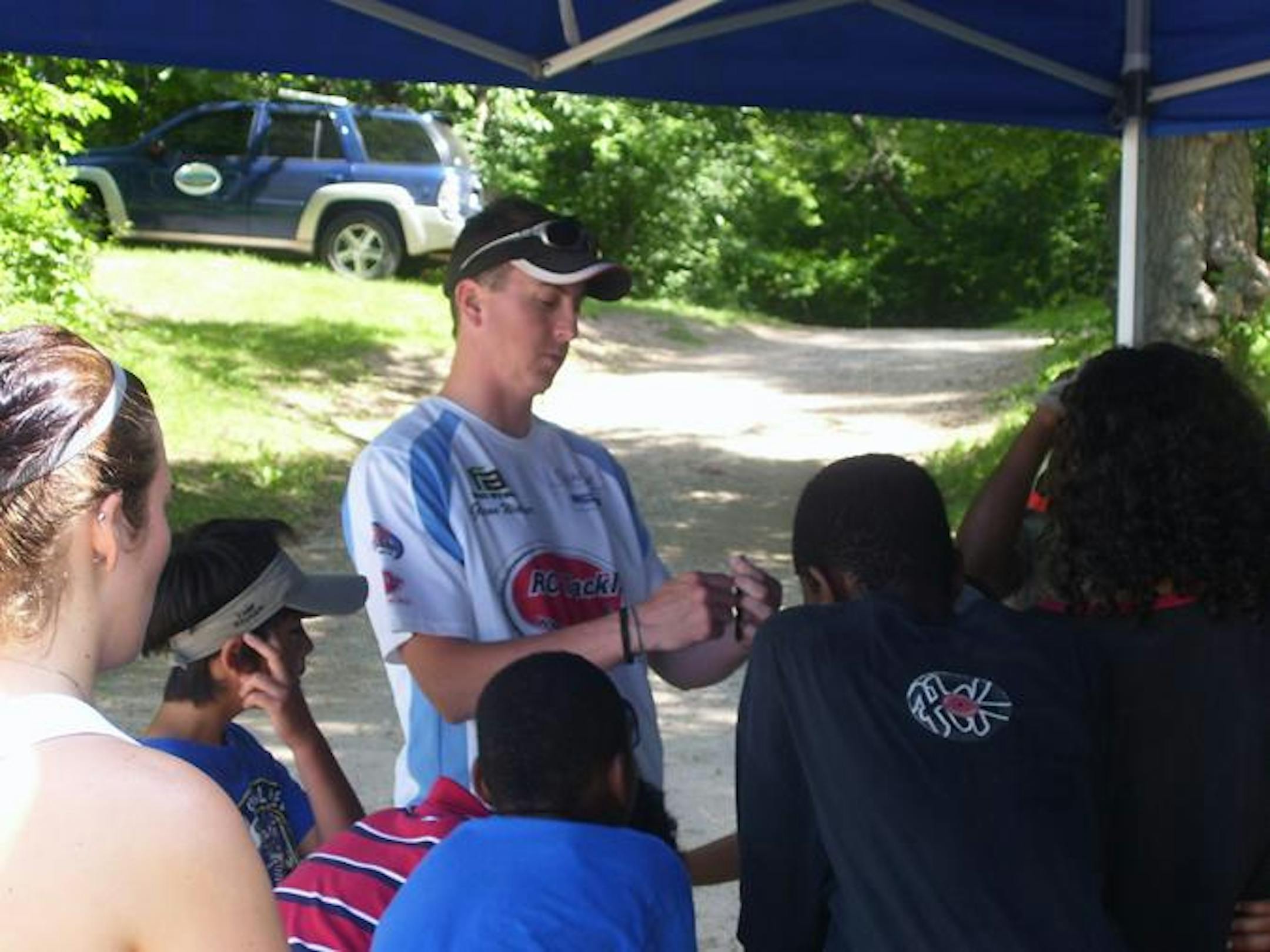 Silverado Angler Glenn Walker teaches campers about hooks
