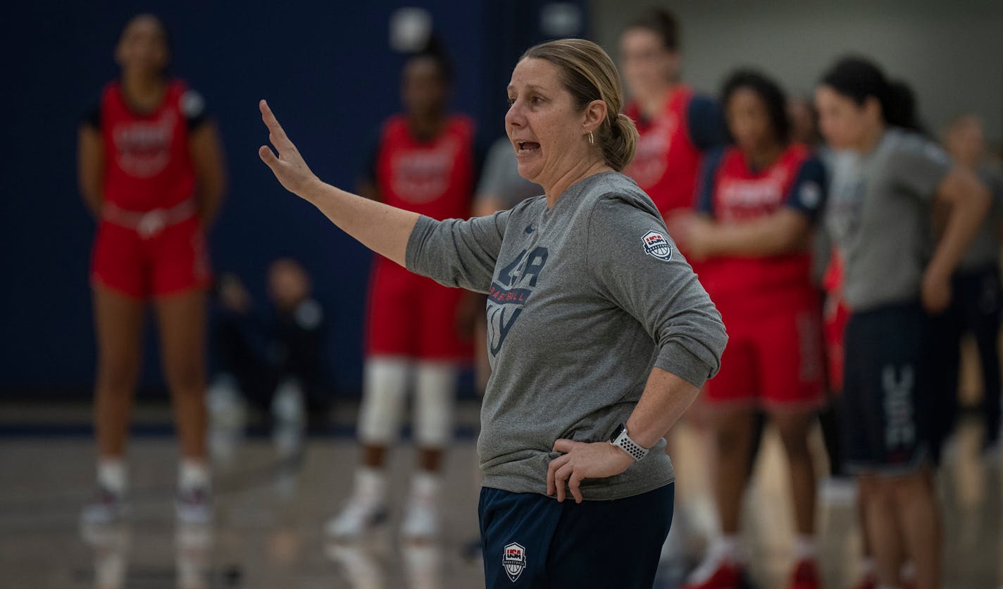 USA National Team and Minnesota Lynx head coach Cheryl Reeve during practice with the National Team in Minneapolis, Minn., on Wednesday, March 30, 2022.