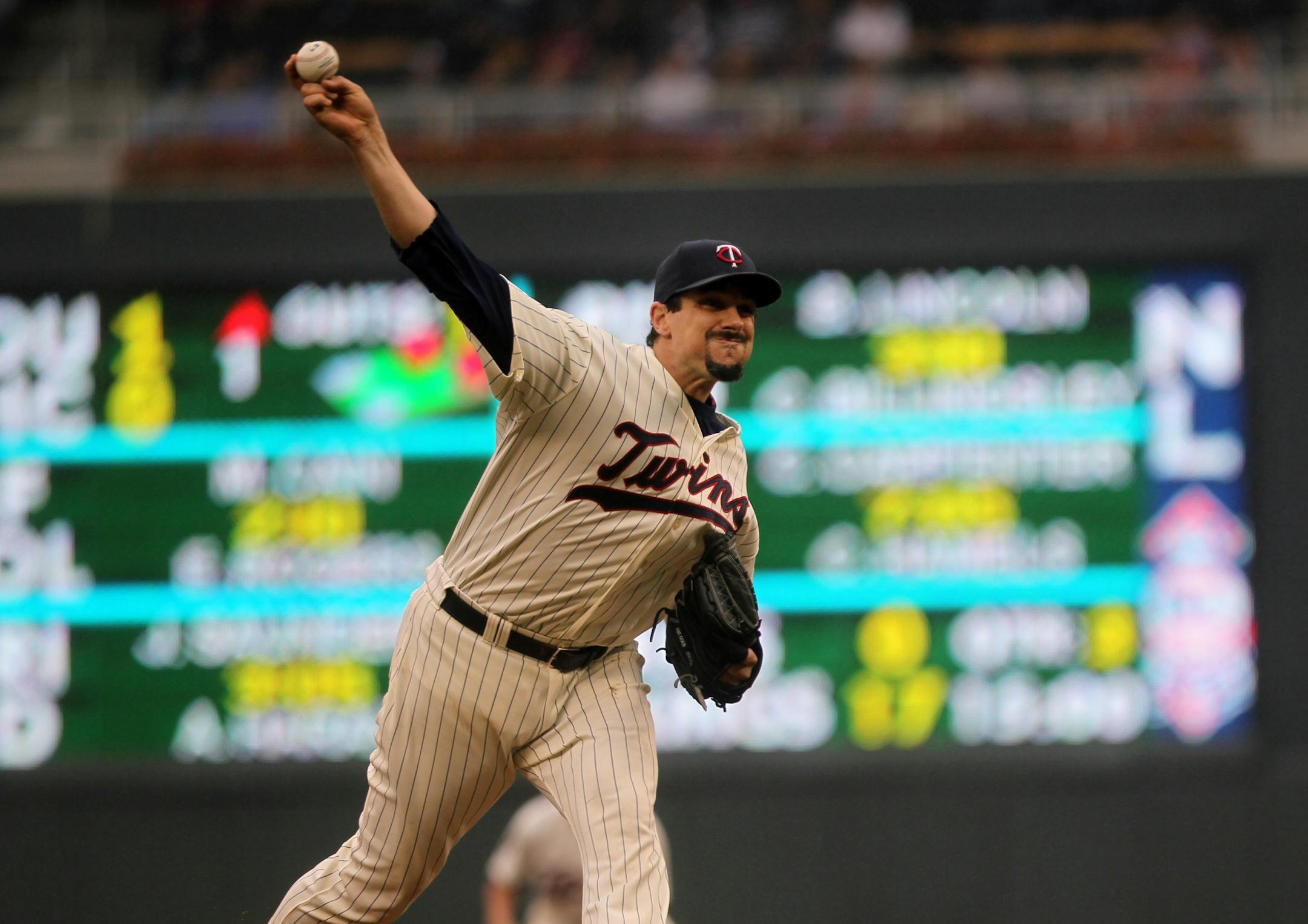 Carl Pavano pitched in the sixth inning against the Cleveland Indians at Target Field in Minneapolis, Minn., Sunday, September 18, 2011.