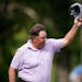 Tim Herron, above acknowledging the crowd at a PGA Tour Champions event in 2021, qualified Tuesday for the U.S. Senior Open this summer.