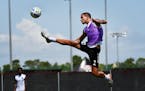 Minnesota United striker Luis Amarilla went high toward the hot Florida sky during training last Thursday at ESPN Wide World of Sports Complex at Walt