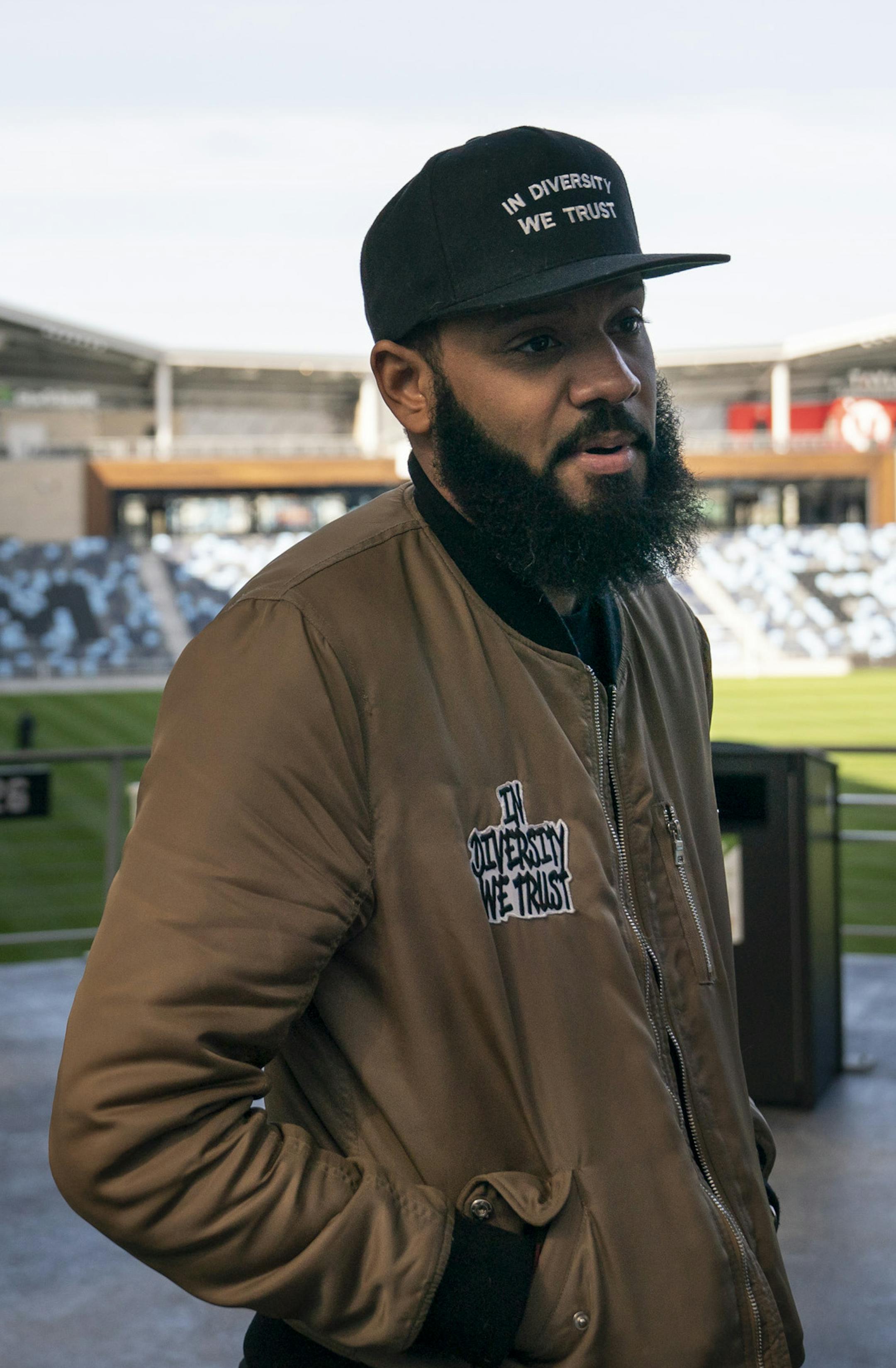 Local chef Justin Sutherland at Allianz Field in St. Paul, Minn., on Wednesday, April 3, 2019. ] RENEE JONES SCHNEIDER ¥ renee.jones@startribune.com