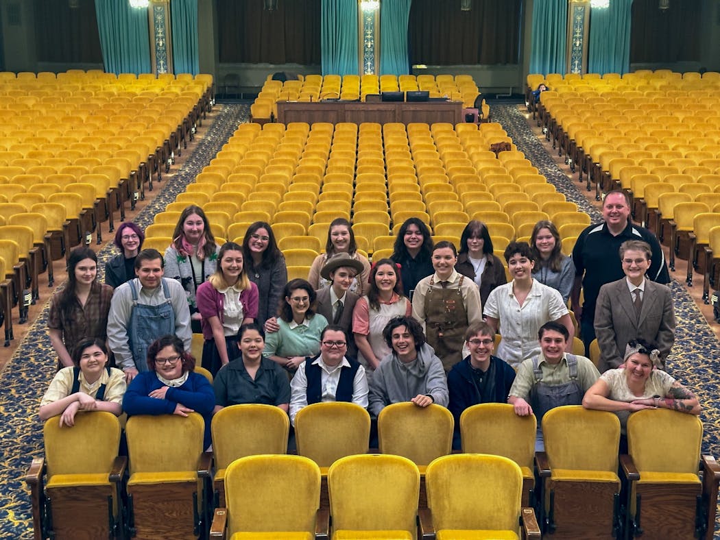 Actor Timothée Chalamet stopped by Hibbing High School, Bob Dylan's alma mater, and sat in on a rehearsal of a student theater production.
