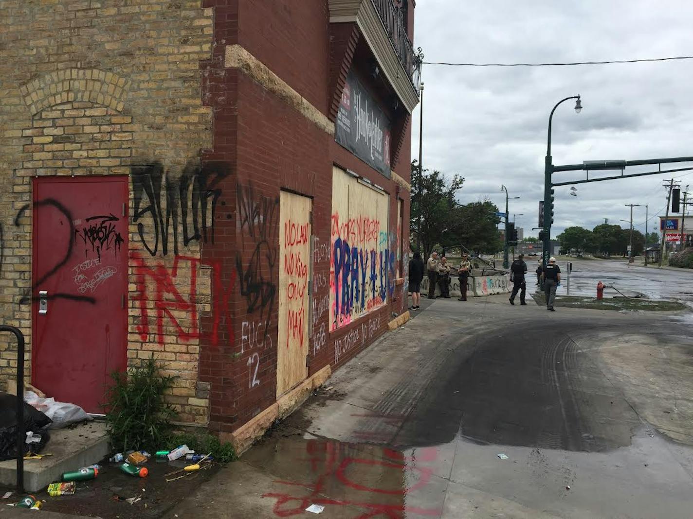 The Hook & Ladder Theatre was damaged but still stood after last week's rioting along E. Lake Street.