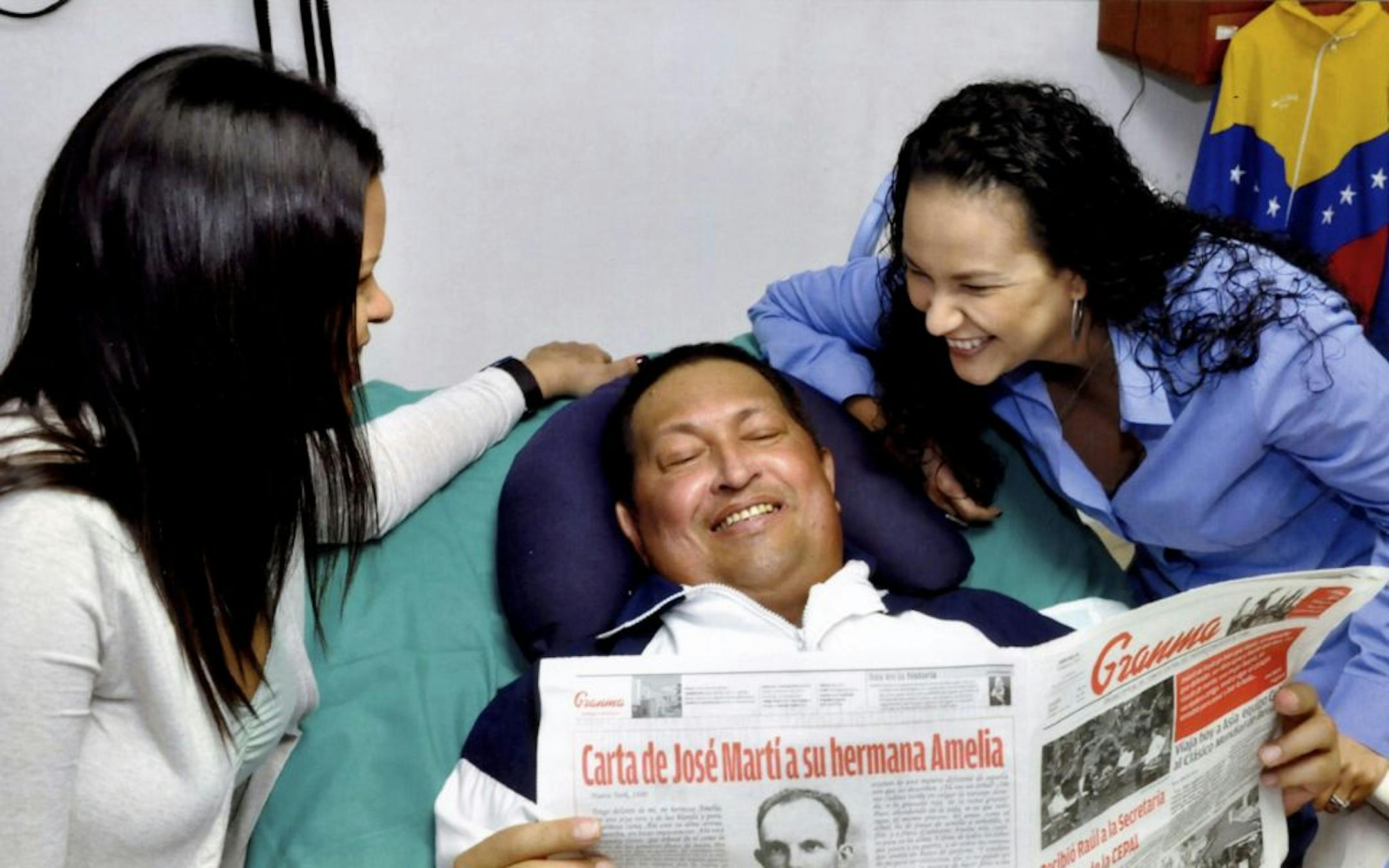 In an undated handout photo, Venezuela President Hugo Chavez with his daughters, Maria Gabriela, left, and Rosa Virginia, in Cuba.