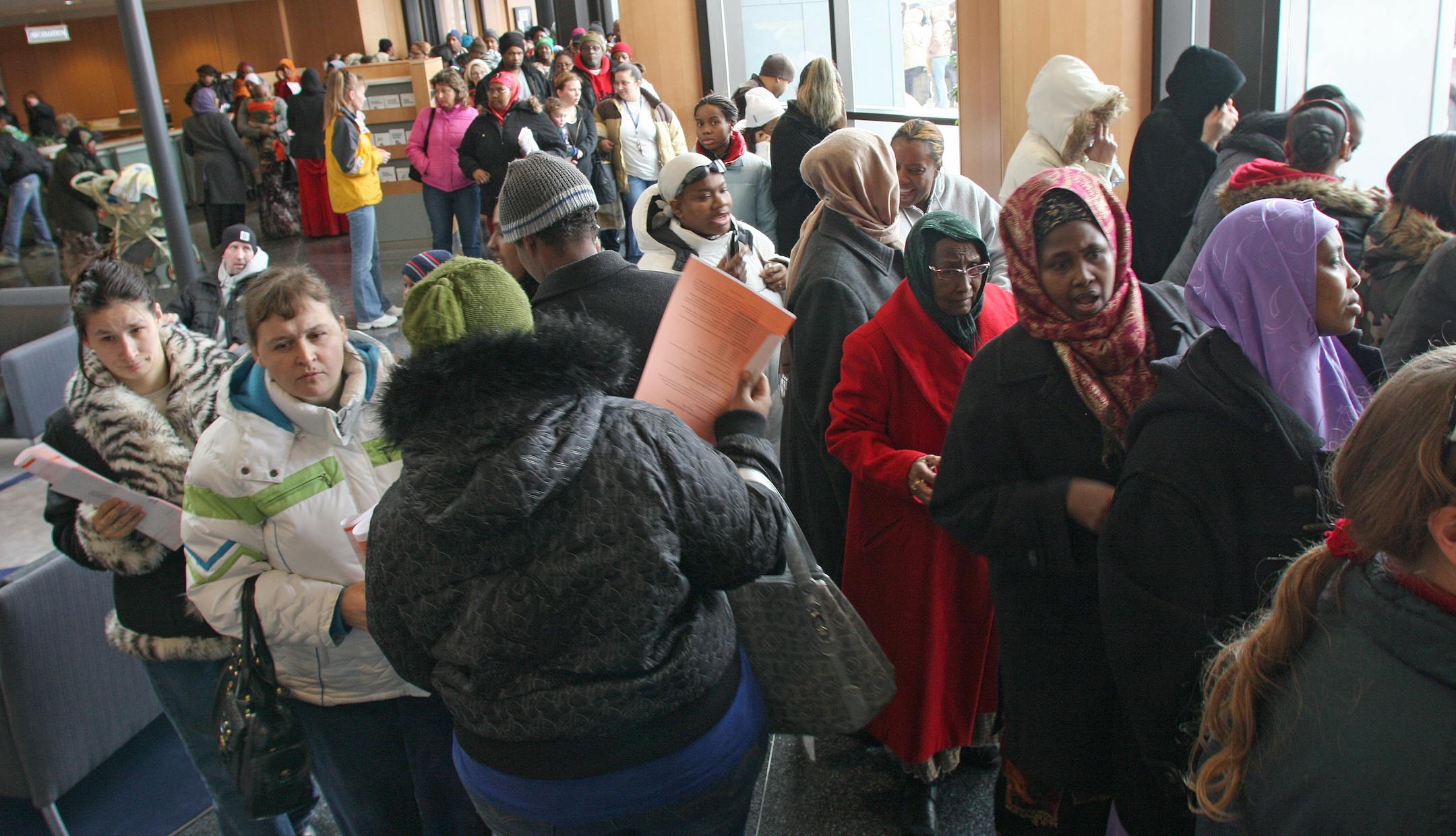 About 3,700 people filed through Plymouth City Hall over two days to pick up applications for Section 8 housing vouchers the city distributes. Those 3,700 will compete in a lottery for 300 spots on the city's waiting list. Other agencies have seen similar demand for the vouchers, which subsidize rent for low-income people.